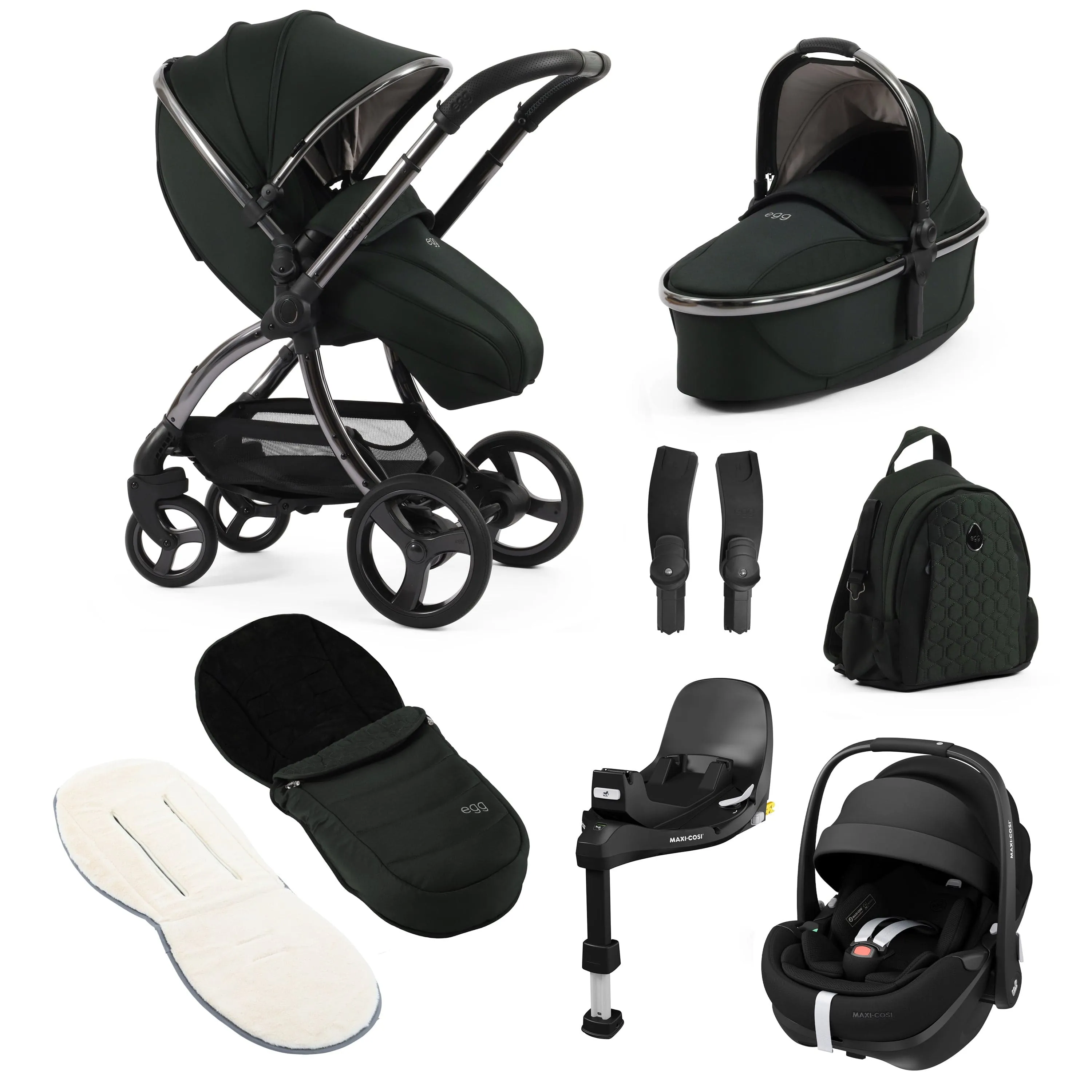 egg3 Luxury Maxi-Cosi Travel System Bundle in Black Olive