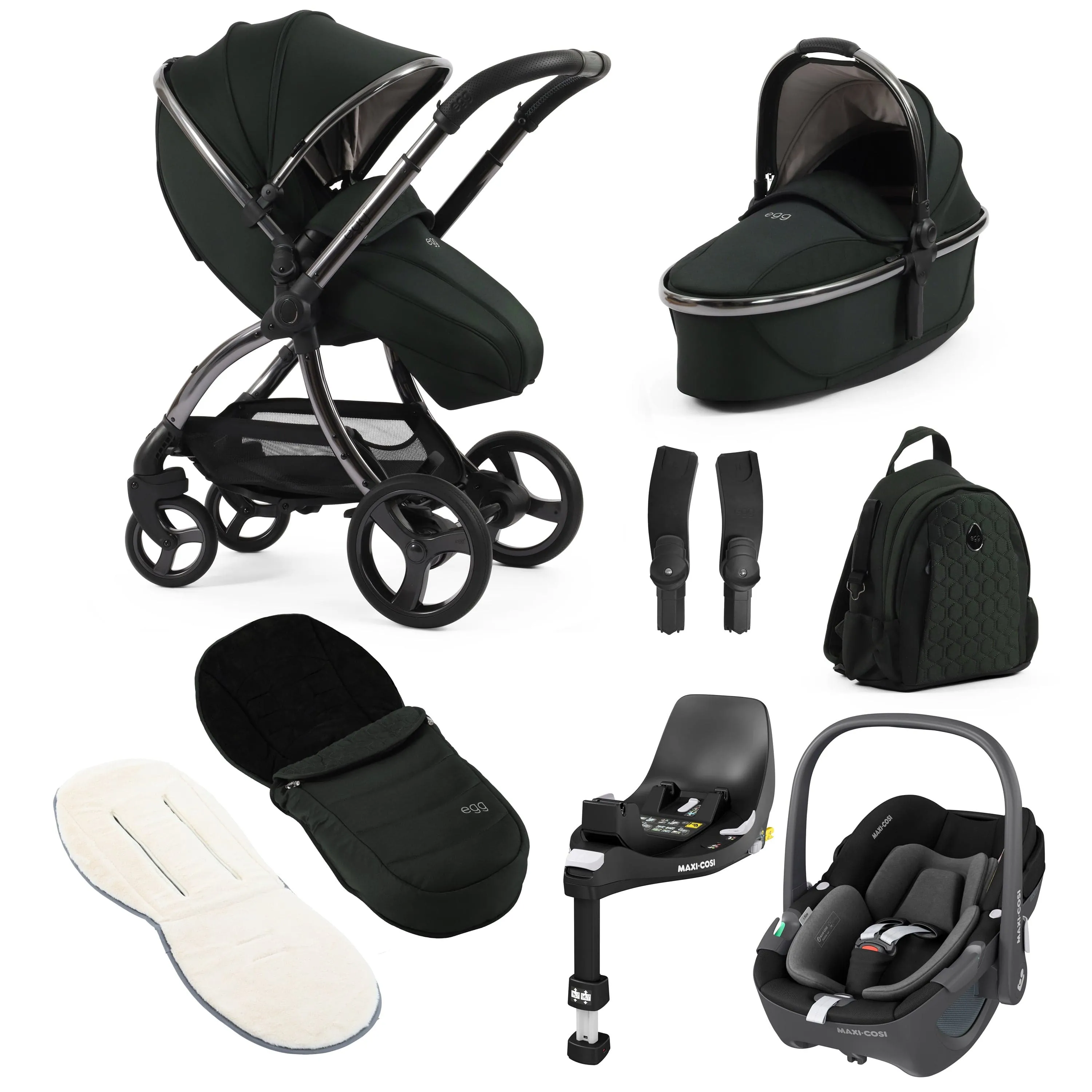 egg3 Luxury Maxi-Cosi Travel System Bundle in Black Olive