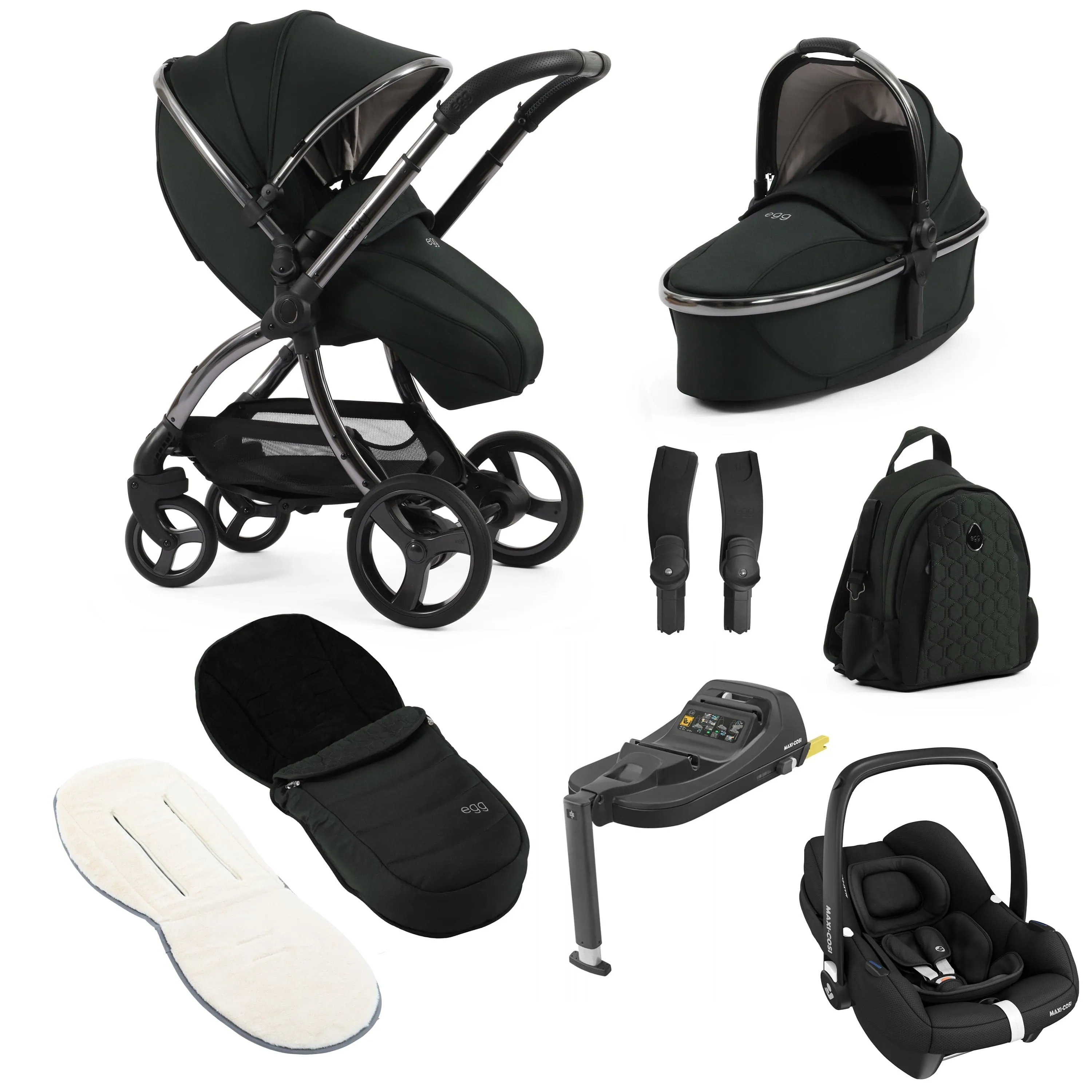 egg3 Luxury Maxi-Cosi Travel System Bundle in Black Olive