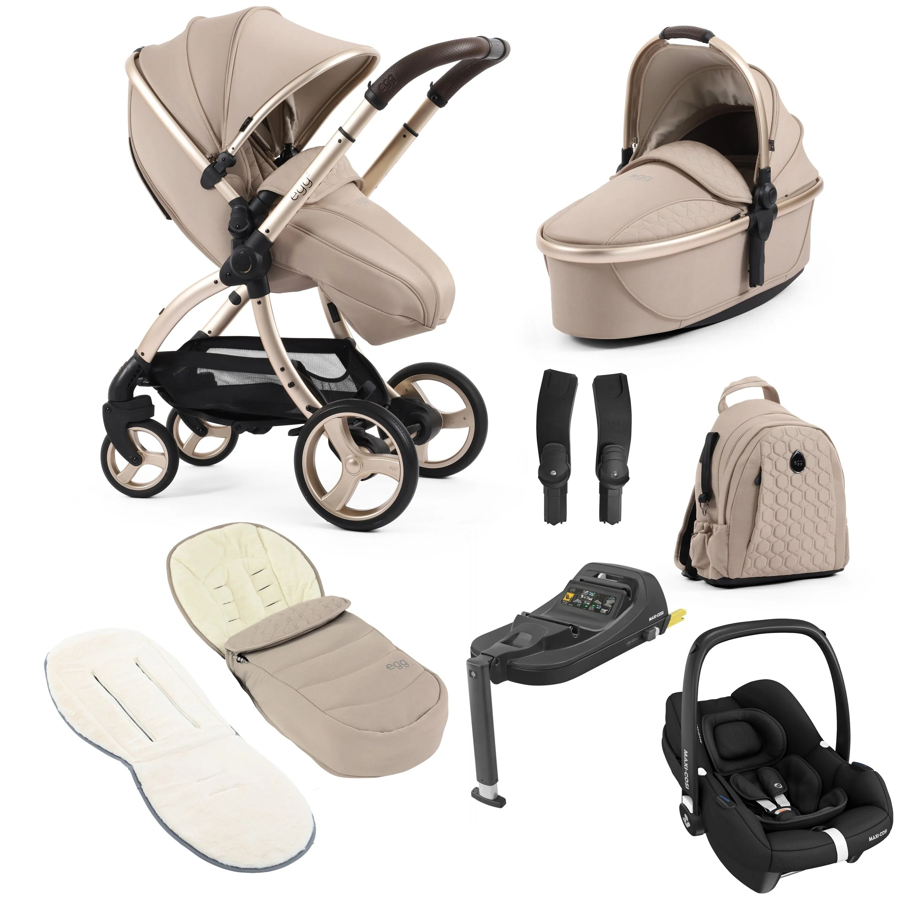 egg3 Luxury Maxi-Cosi Travel System Bundle in Feather