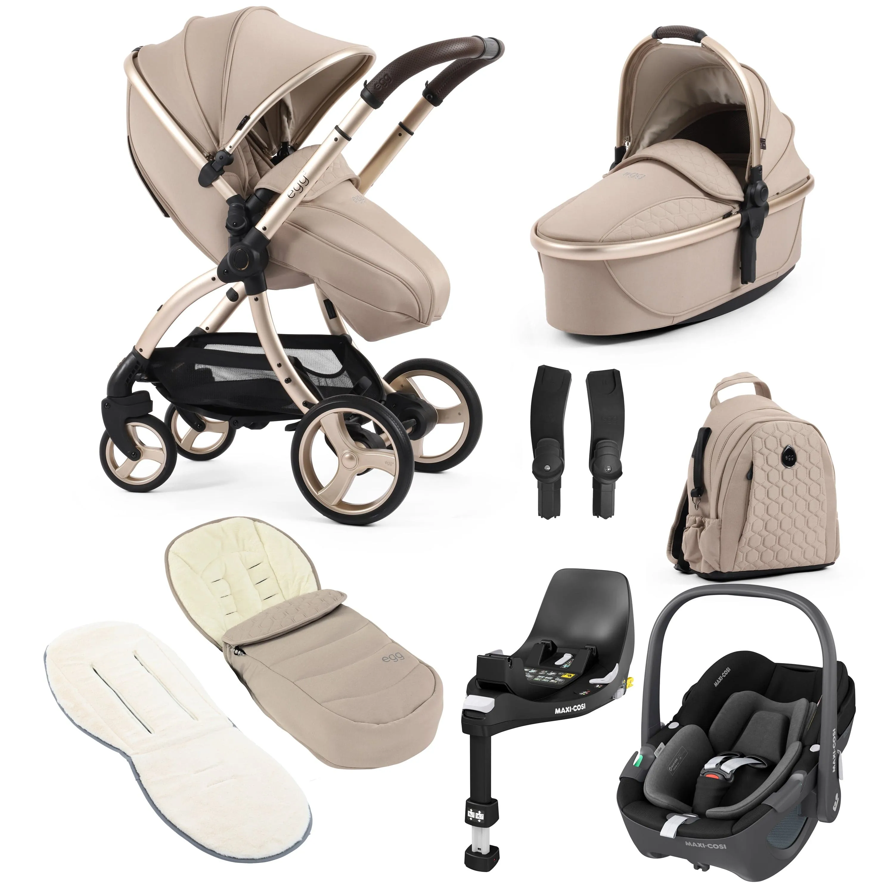 egg3 Luxury Maxi-Cosi Travel System Bundle in Feather