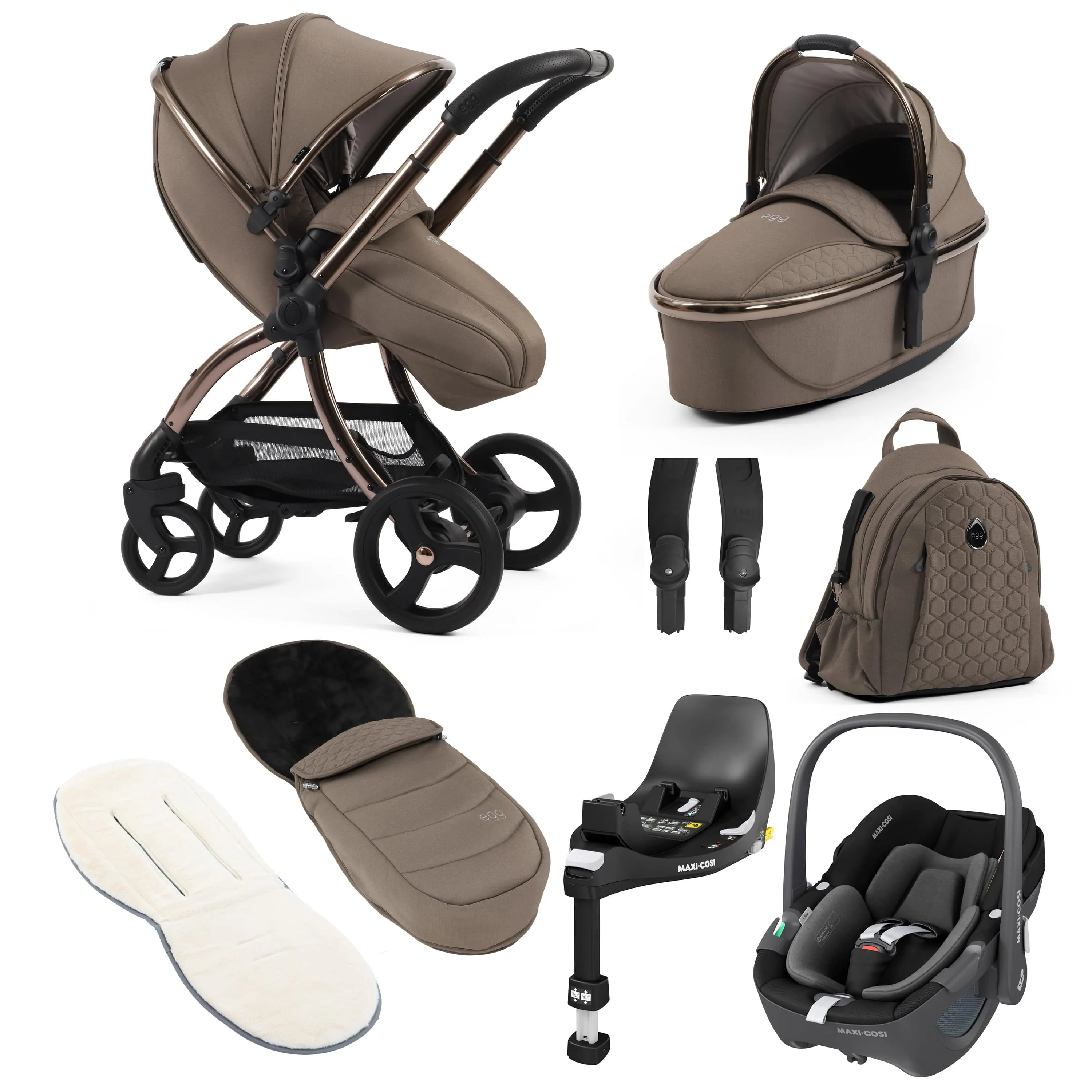 egg3 Luxury Maxi-Cosi Travel System Bundle in Mink