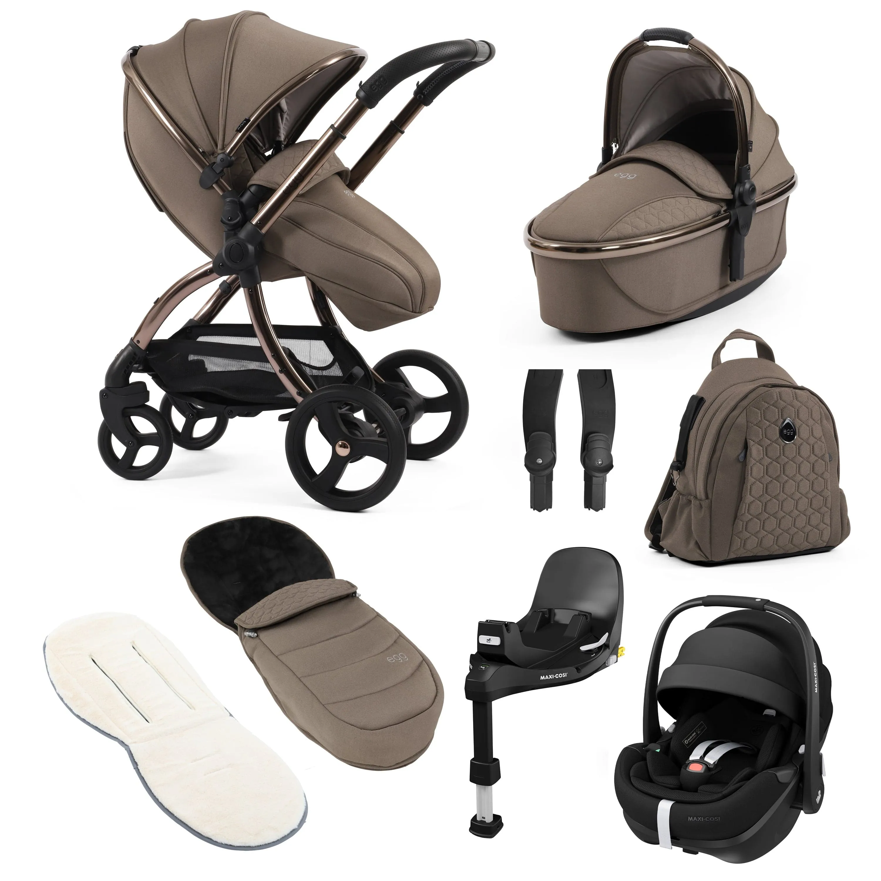 egg3 Luxury Maxi-Cosi Travel System Bundle in Mink