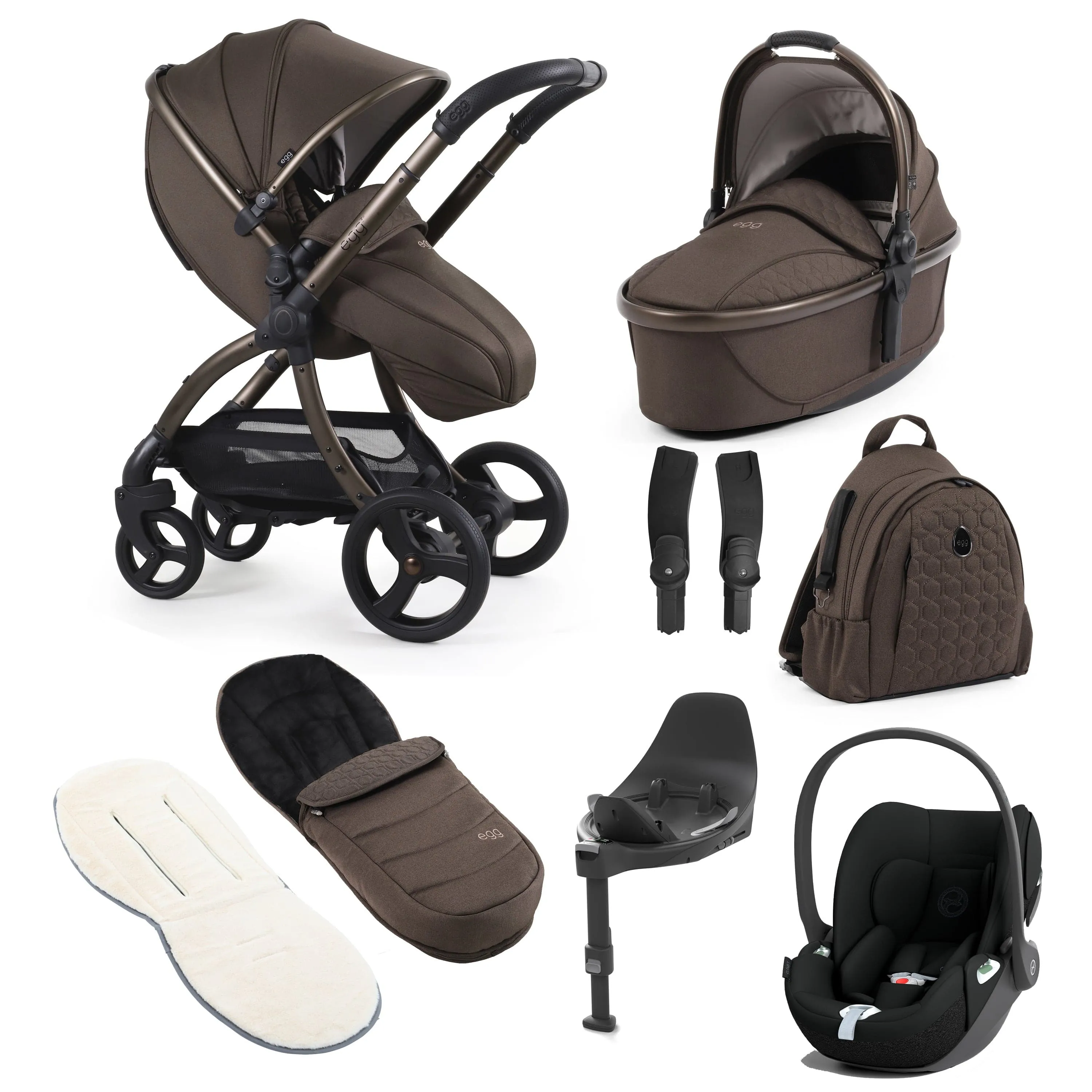 egg3 Luxury Travel System Bundle - Chocolate Velvet