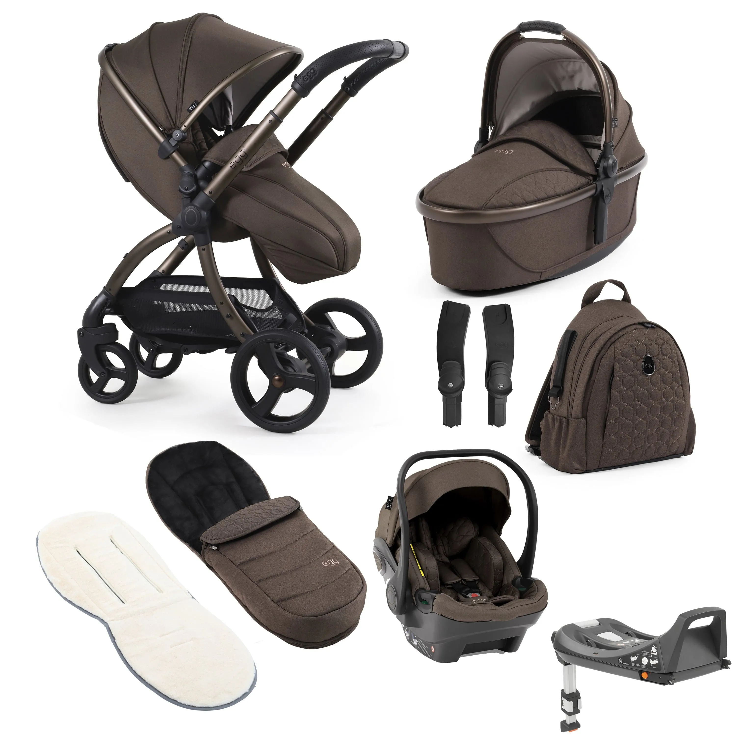 egg3 Luxury Travel System Bundle - Chocolate Velvet