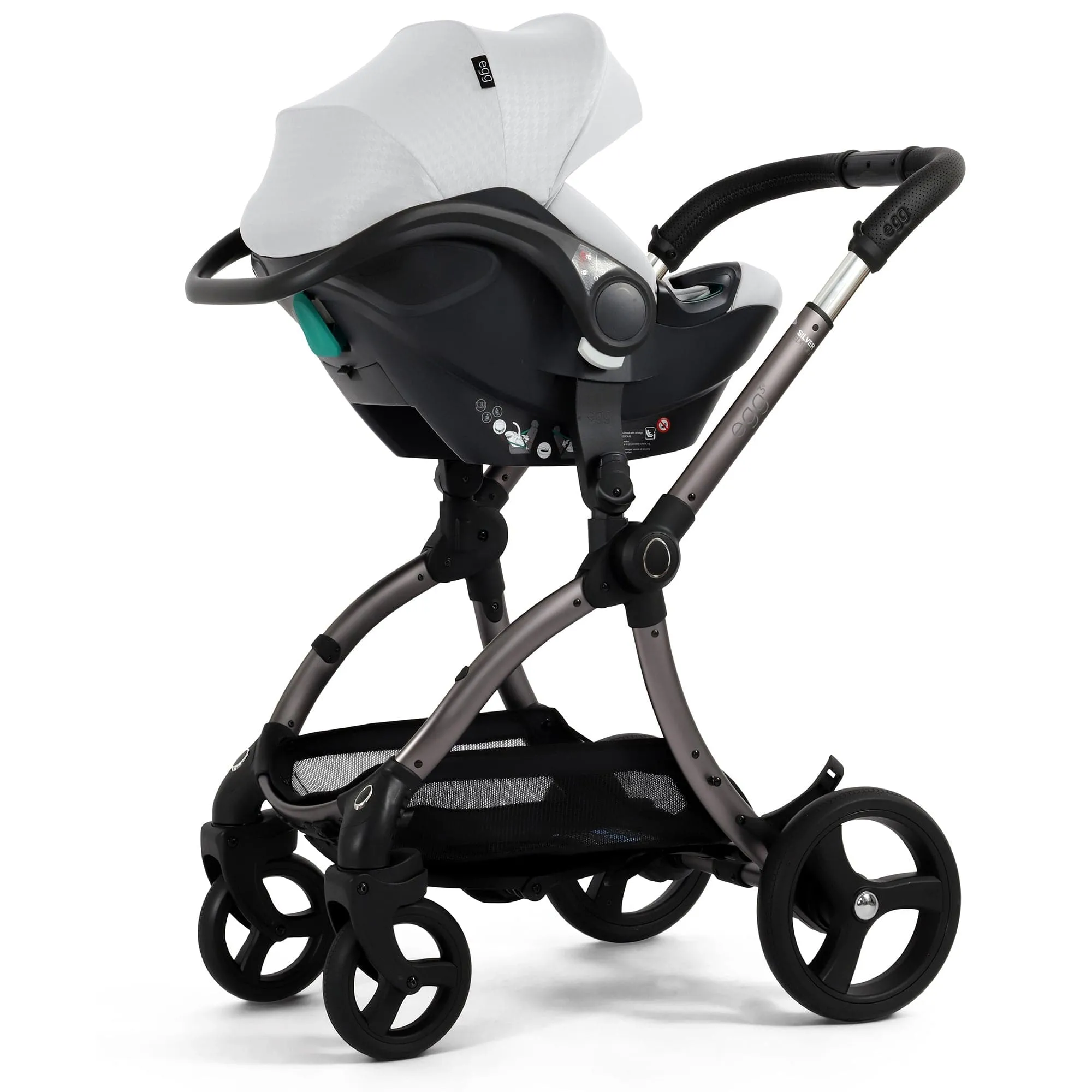egg3 Luxury Travel System Bundle in Houndstooth Silver