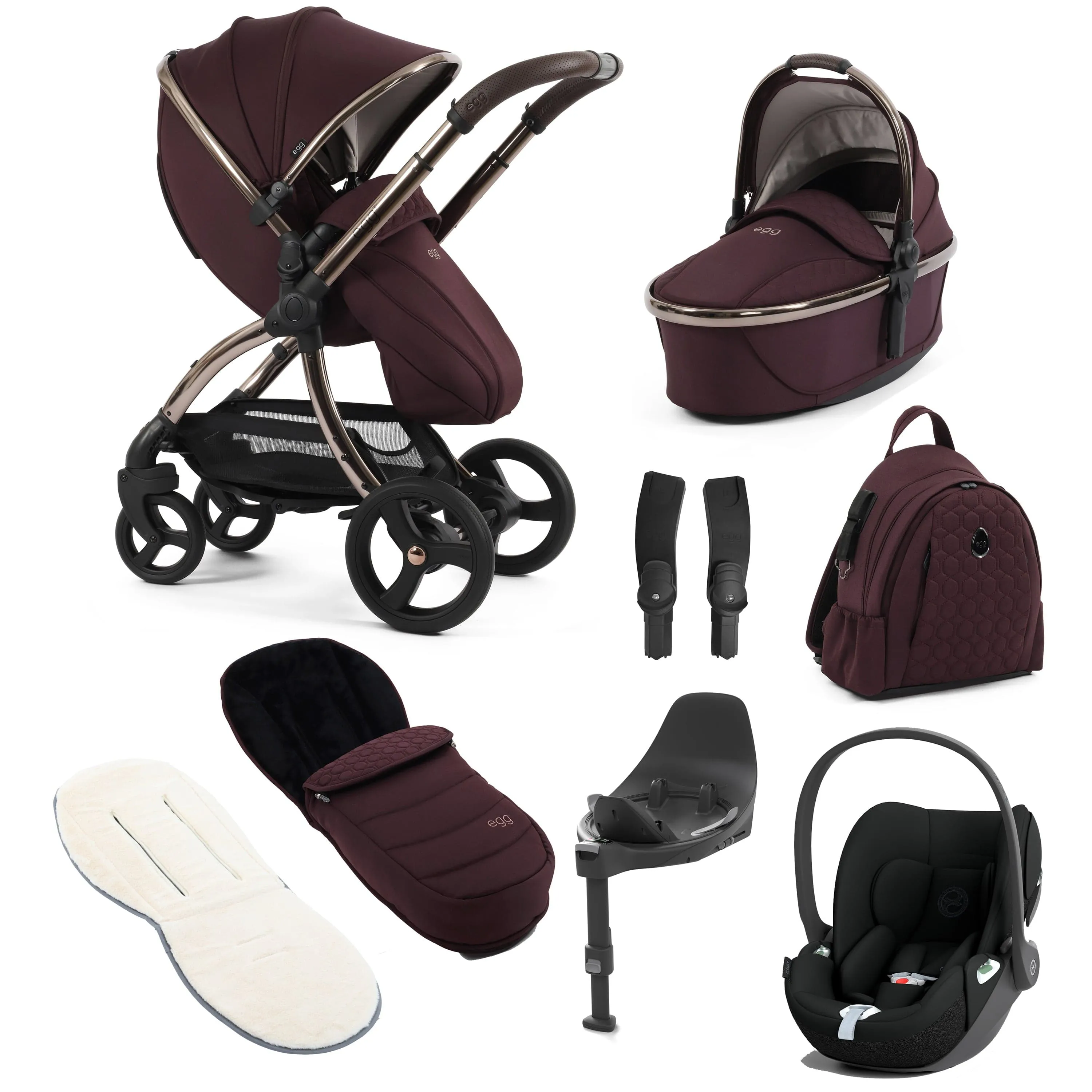 egg3 Luxury Travel System Bundle - Mulberry