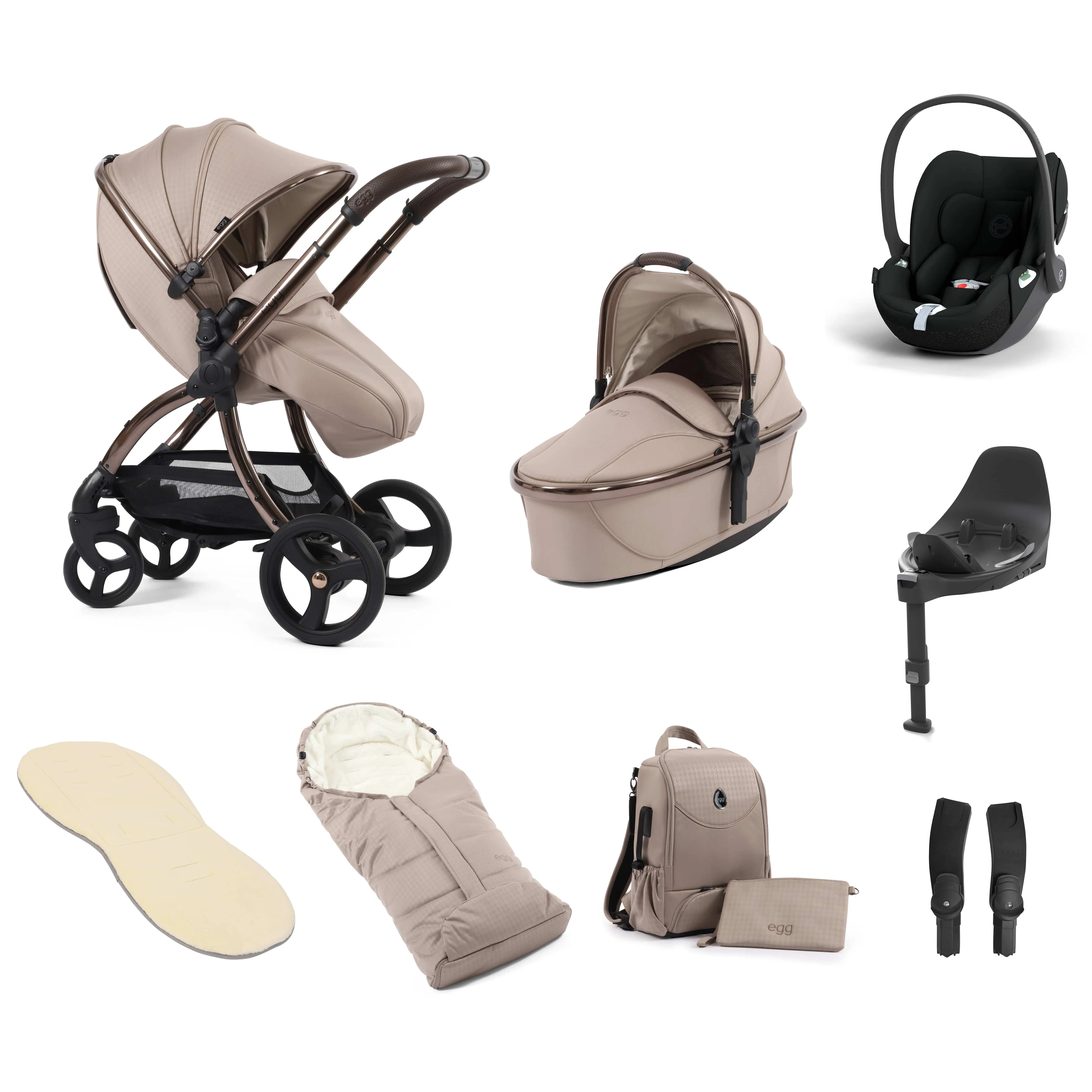 egg3 Luxury Travel System Bundle Special Edition Houndstooth Almond