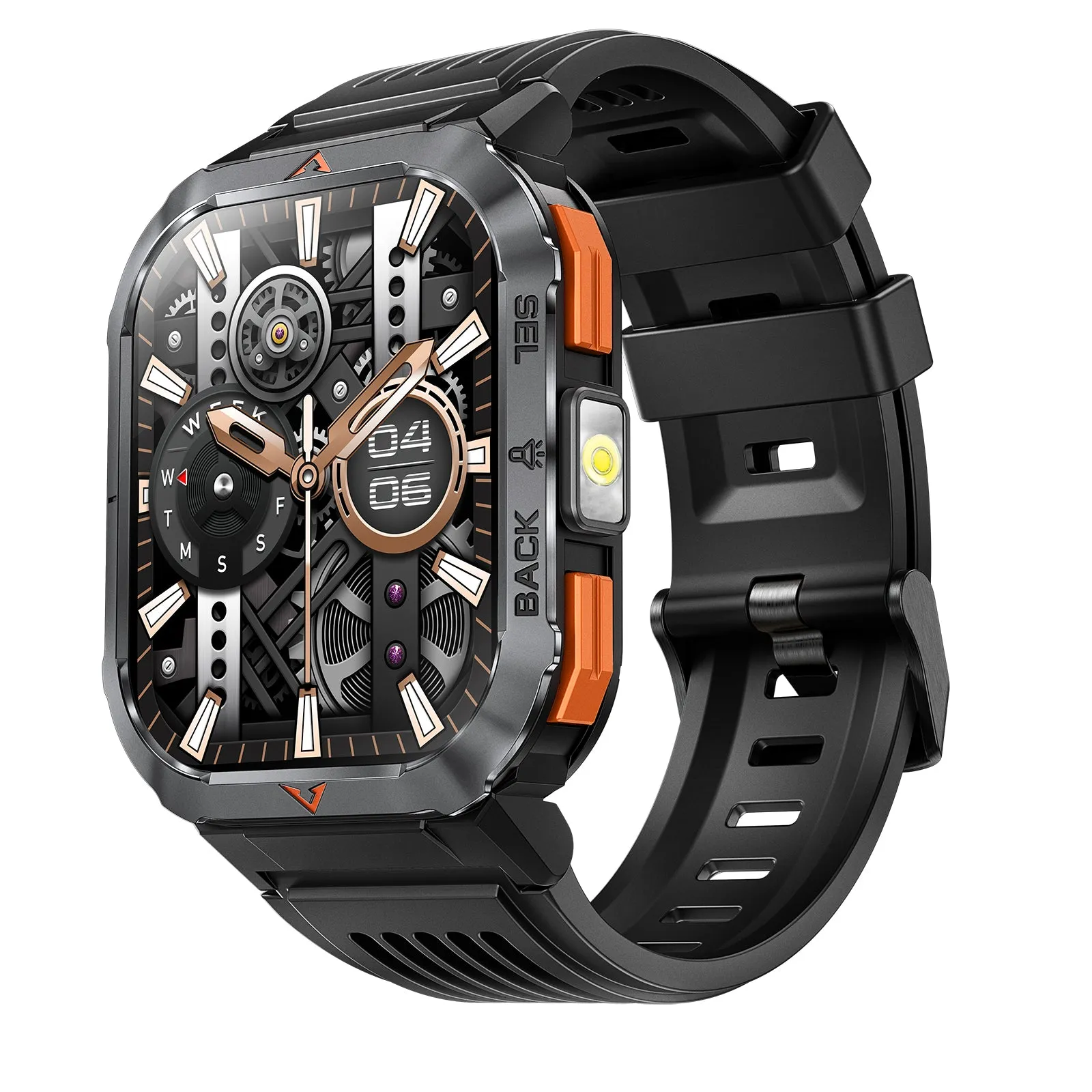 EIGIIS Men's Large Screen Smartwatch, With A 2.02-Inch HD Display, Comes Equipped With An SOS Alarm And Compass.A Handy Torch/Led Lighting On The Side, Compatibility With Both Android And Iphone IPhones, Birthday Gifts, Holiday Gifts