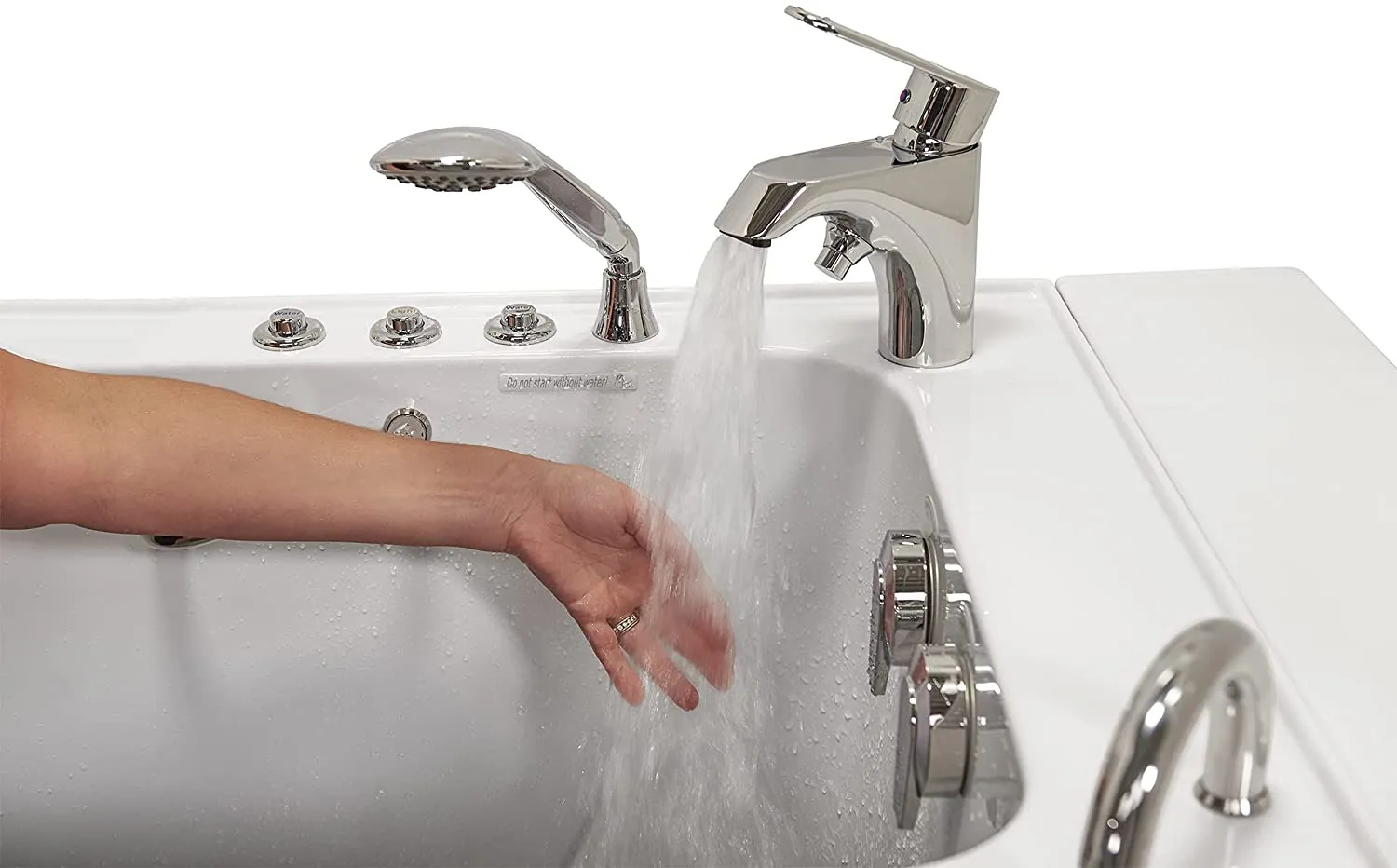 Elite Acrylic Hydro Massage Microbubble Heated Seat Walk-In Tub, Inward Swing Door, Fast Fill Faucet, Right 2" Dual Drain