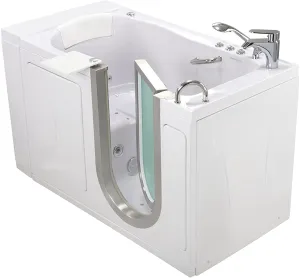 Elite Acrylic Hydro Massage Microbubble Heated Seat Walk-In Tub, Inward Swing Door, Fast Fill Faucet, Right 2" Dual Drain