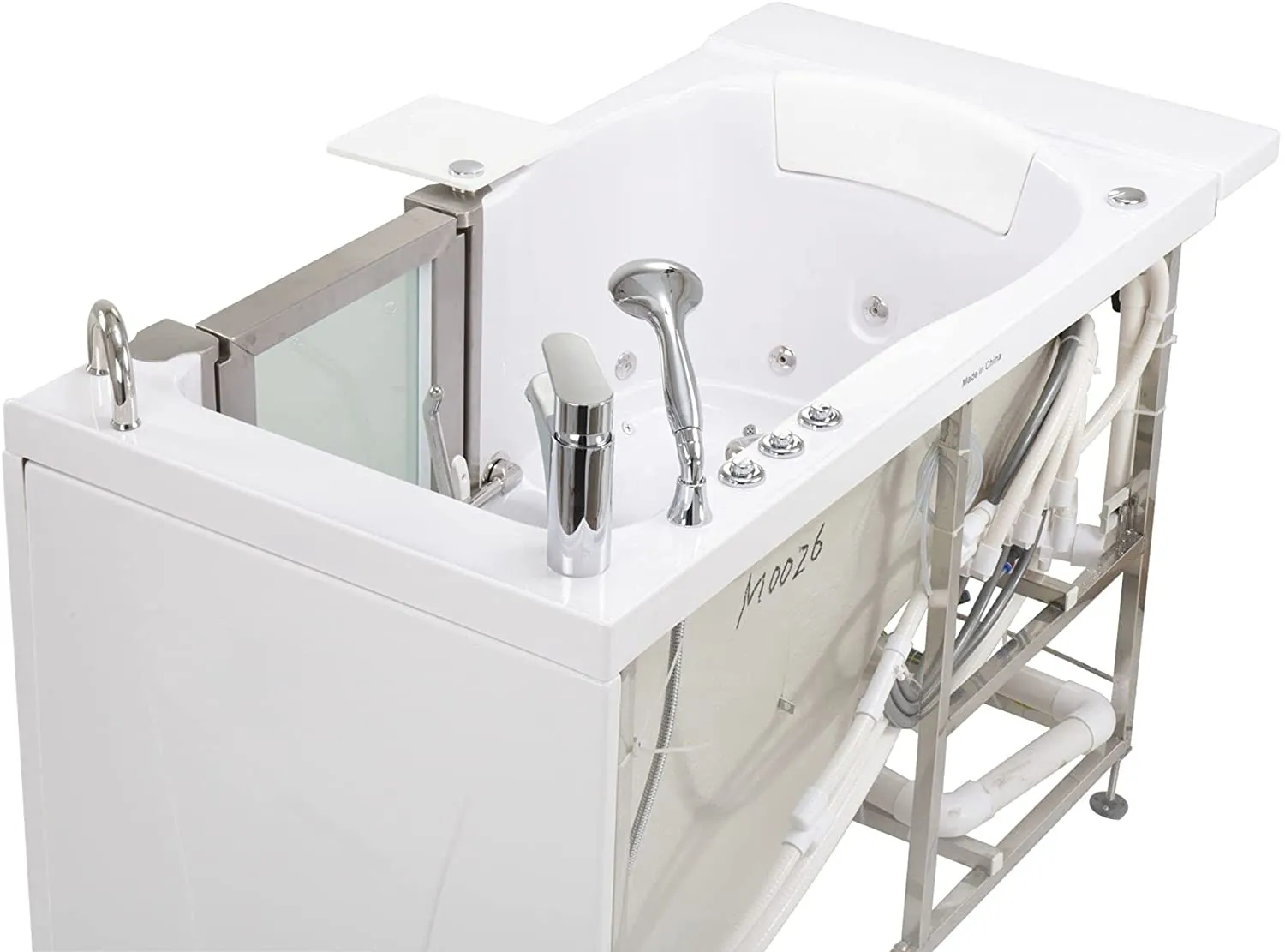 Elite Acrylic Hydro Massage Microbubble Heated Seat Walk-In Tub, Inward Swing Door, Fast Fill Faucet, Right 2" Dual Drain