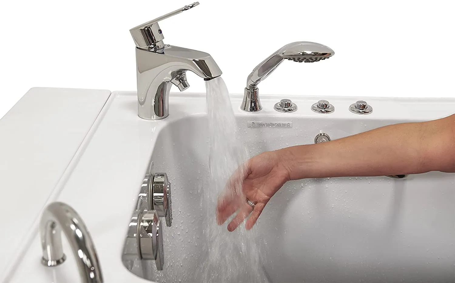 Elite Acrylic Hydro Massage Microbubble Walk-In Tub, Inward Swing Door, 2 Piece Fast Fill Faucet, Left 2" Dual Drain