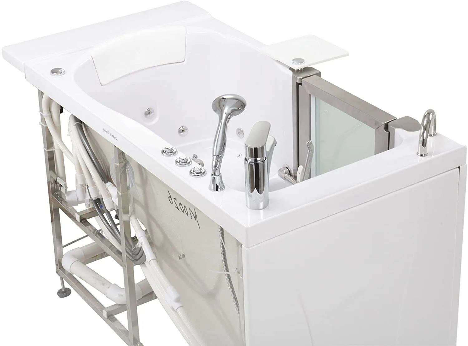 Elite Acrylic Hydro Massage Microbubble Walk-In Tub, Inward Swing Door, 2 Piece Fast Fill Faucet, Left 2" Dual Drain