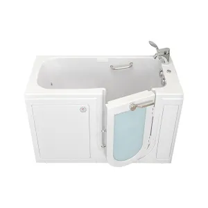 Ella Lounger 27"x60" Acrylic Air and Hydro Massage and Heated Seat Walk-In Bathtub with Right Outward Swing Door, 2 Piece Fast Fill Faucet, 2" Dual Drain, Digital Controller