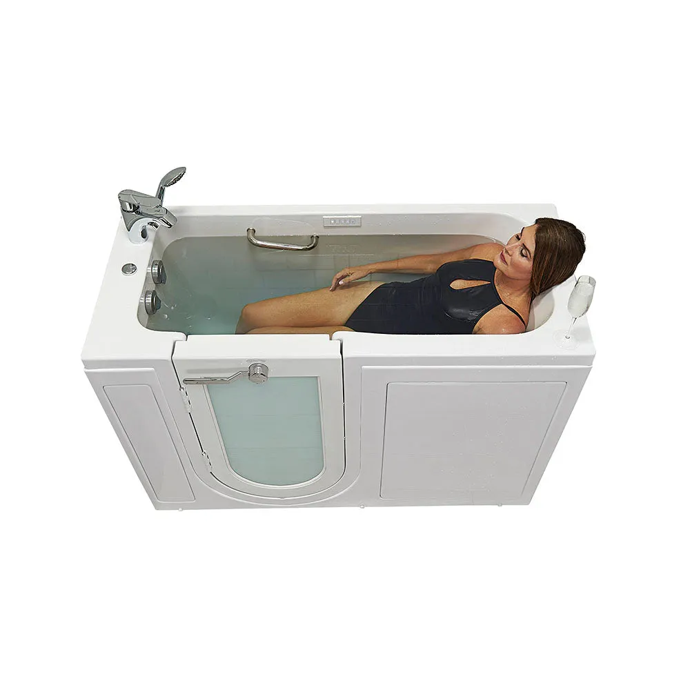 Ella Lounger 27"x60" Acrylic Air and Hydro Massage Walk-In Bathtub with Left Outward Swing Door, 2 Piece Fast Fill Faucet, 2" Dual Drain, Digital Controller