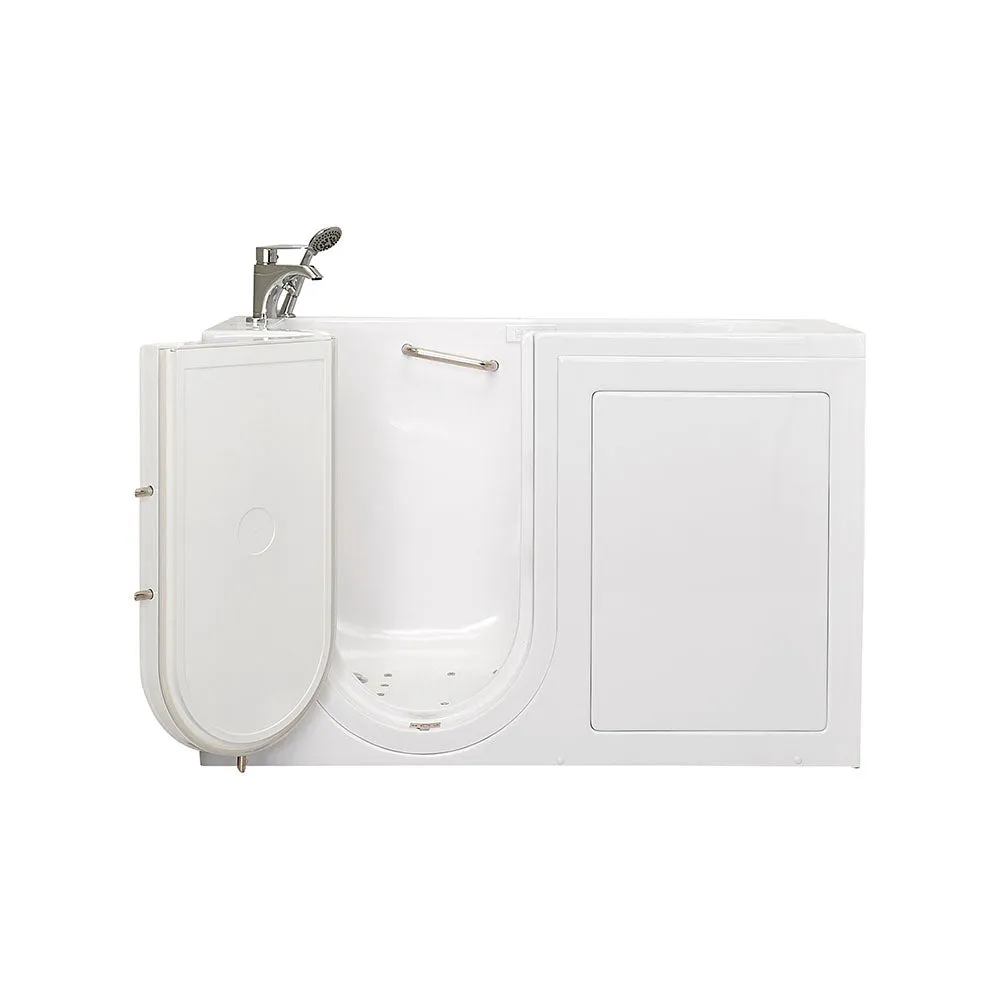 Ella Lounger 27"x60" Acrylic Air and Hydro Massage Walk-In Bathtub with Left Outward Swing Door, 2 Piece Fast Fill Faucet, 2" Dual Drain, Digital Controller