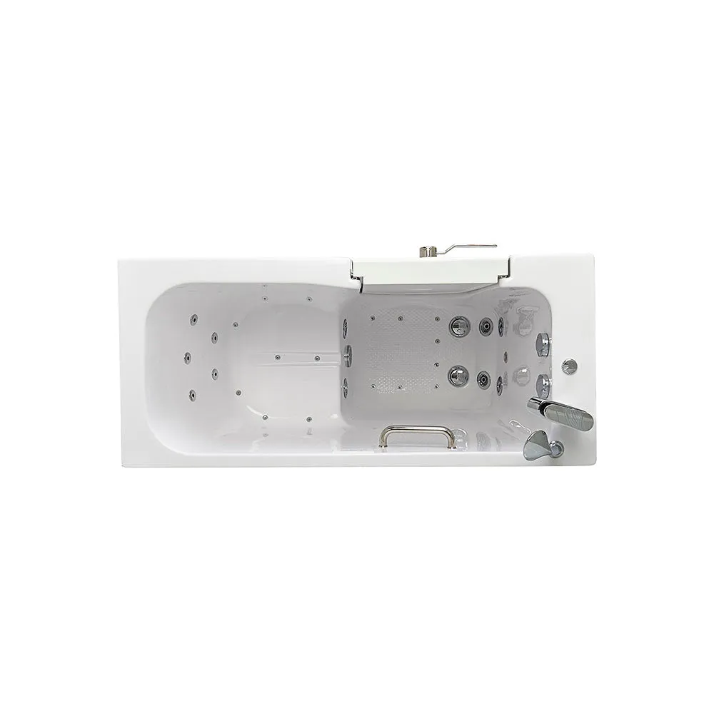 Ella Lounger 27"x60" Acrylic Air and Hydro Massage Walk-In Bathtub with Left Outward Swing Door, 2 Piece Fast Fill Faucet, 2" Dual Drain, Digital Controller