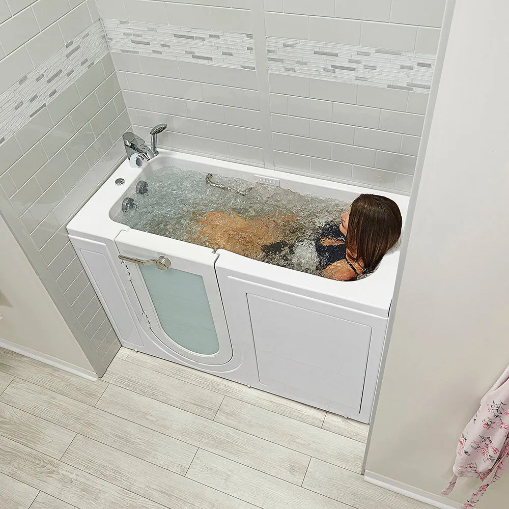 Ella Lounger 27"x60" Acrylic Air and Hydro Massage Walk-In Bathtub with Left Outward Swing Door, 2 Piece Fast Fill Faucet, 2" Dual Drain, Digital Controller