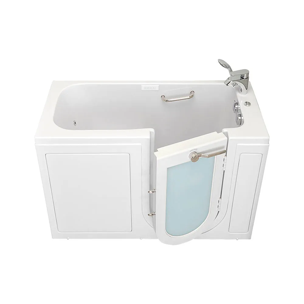 Ella Lounger 27"x60" Acrylic Air and Hydro Massage Walk-In Bathtub with Right Outward Swing Door, 2 Piece Fast Fill Faucet, 2" Dual Drain, Digital Controller