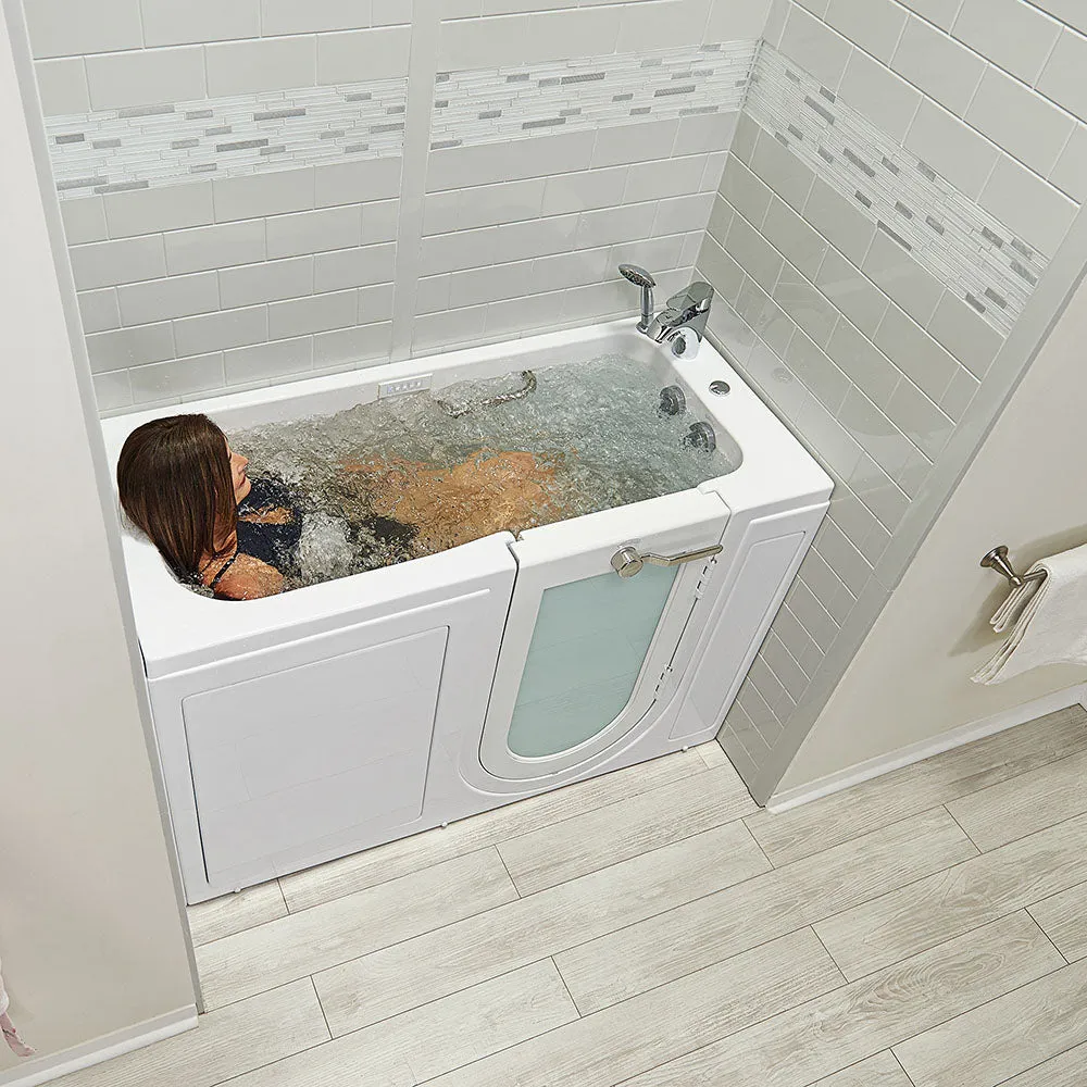 Ella Lounger 27"x60" Acrylic Air and Hydro Massage Walk-In Bathtub with Right Outward Swing Door, 2 Piece Fast Fill Faucet, 2" Dual Drain, Digital Controller