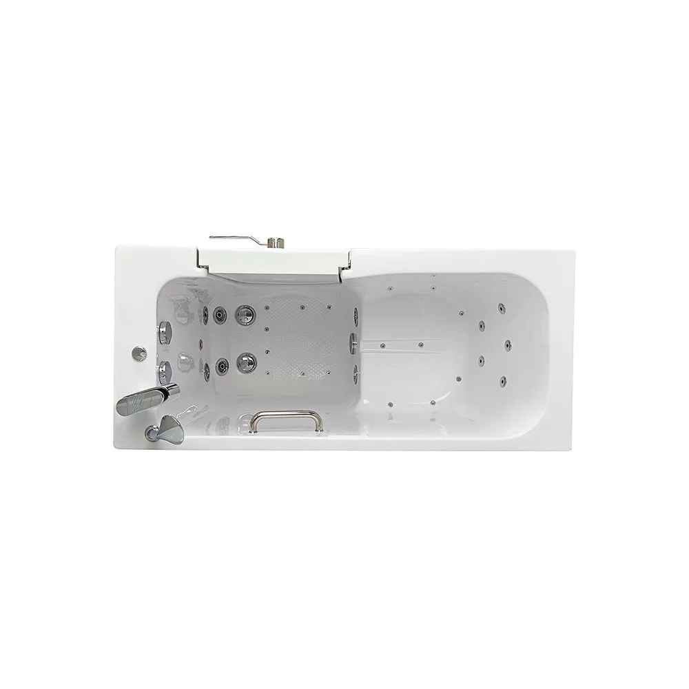 Ella Lounger 27"x60" Acrylic Air and Hydro Massage Walk-In Bathtub with Right Outward Swing Door, 2 Piece Fast Fill Faucet, 2" Dual Drain, Digital Controller