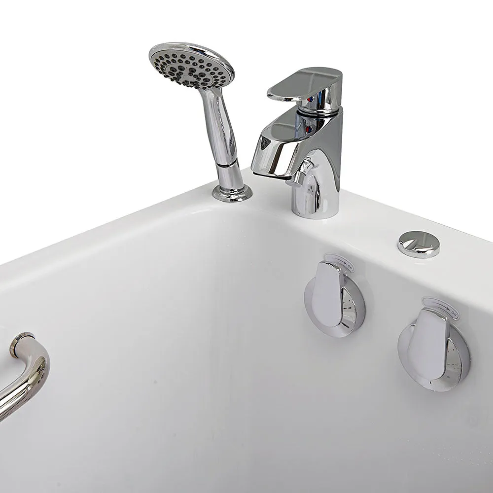 Ella Lounger 27"x60" Acrylic Air and Hydro Massage Walk-In Bathtub with Right Outward Swing Door, 2 Piece Fast Fill Faucet, 2" Dual Drain, Digital Controller