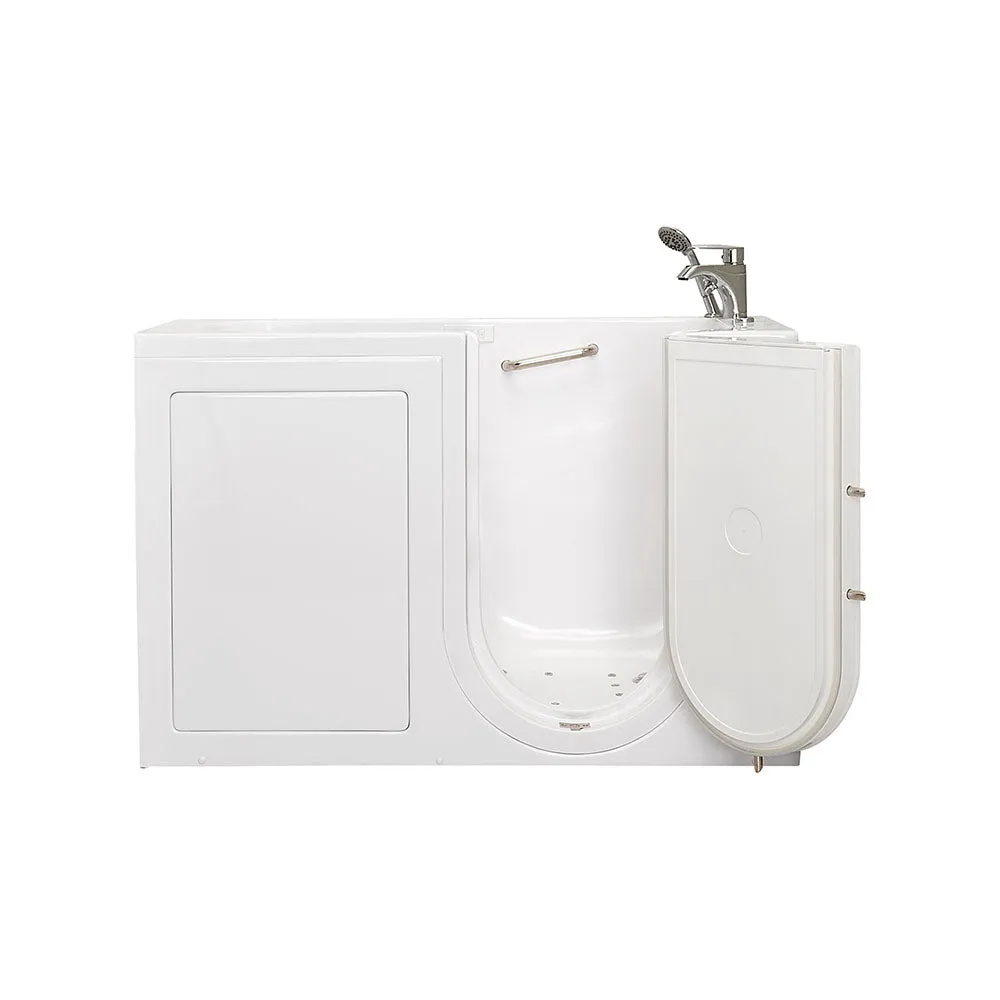 Ella Lounger 27"x60" Acrylic Air and Hydro Massage Walk-In Bathtub with Right Outward Swing Door, 2 Piece Fast Fill Faucet, 2" Dual Drain, Digital Controller