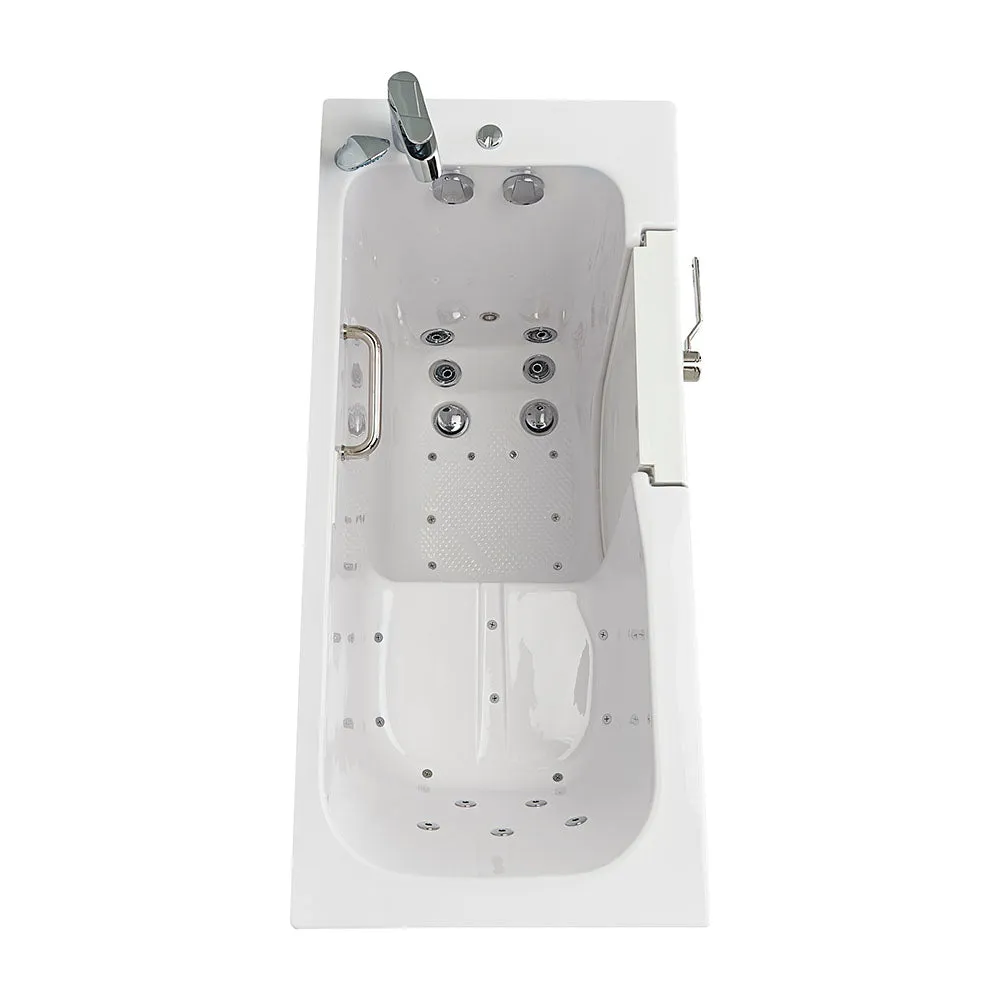 Ella Lounger 27"x60" Acrylic Air and Hydro Massage Walk-In Bathtub with Right Outward Swing Door, 2 Piece Fast Fill Faucet, 2" Dual Drain, Digital Controller