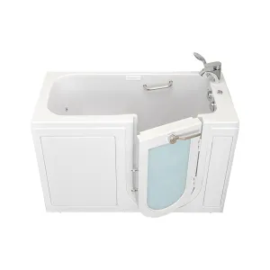 Ella Lounger 27"x60" Acrylic Air and Hydro Massage Walk-In Bathtub with Right Outward Swing Door, 2 Piece Fast Fill Faucet, 2" Dual Drain, Digital Controller