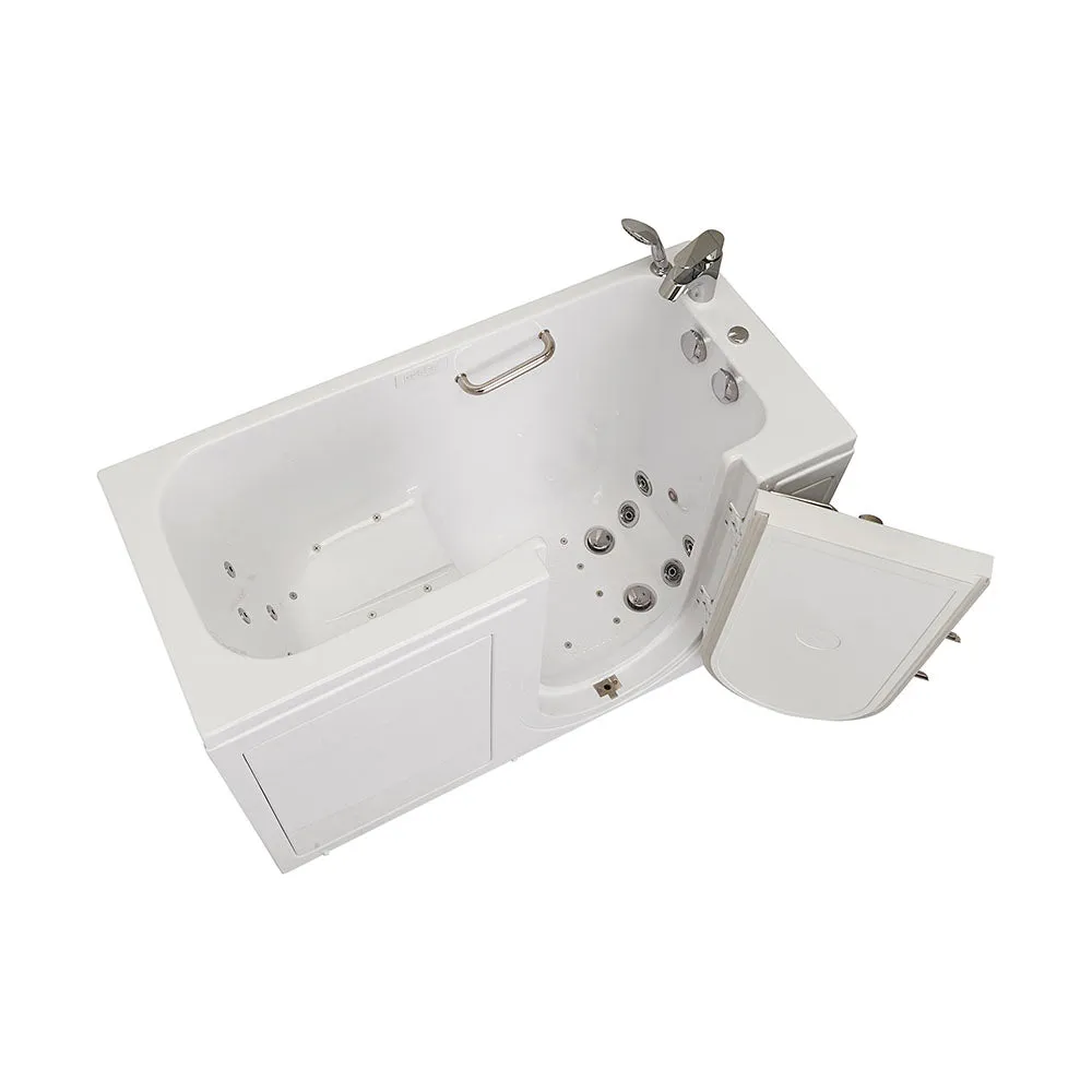 Ella Lounger 27"x60" Acrylic Air and Hydro Massage Walk-In Bathtub with Right Outward Swing Door, 2 Piece Fast Fill Faucet, 2" Dual Drain, Digital Controller