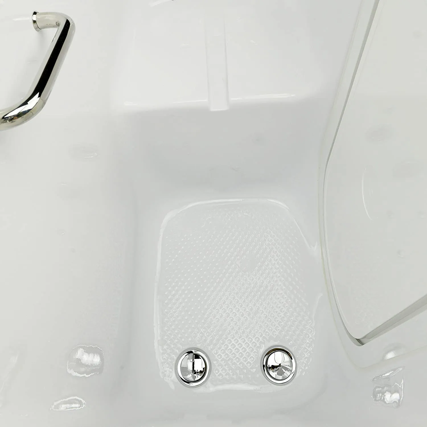 Ella's Bubbles OA2660-H-R-HB Lounger Acrylic Soaking and Heated Seat Walk-in Bathtub with Right Outward Swing Door, Ella 5pc. Fast-Fill Faucet, Dual 2" Drains, 27" x 60" x 43", White