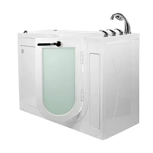 Ella's Bubbles OA2660MFH-R Lounger Acrylic Microbubble & Hydro Massage Walk-in Bathtub, Outward Swing Door, Push Control, Heated Seat & Backrest, Fast Fill Faucet, Right 2" Drain, 26"x59", White