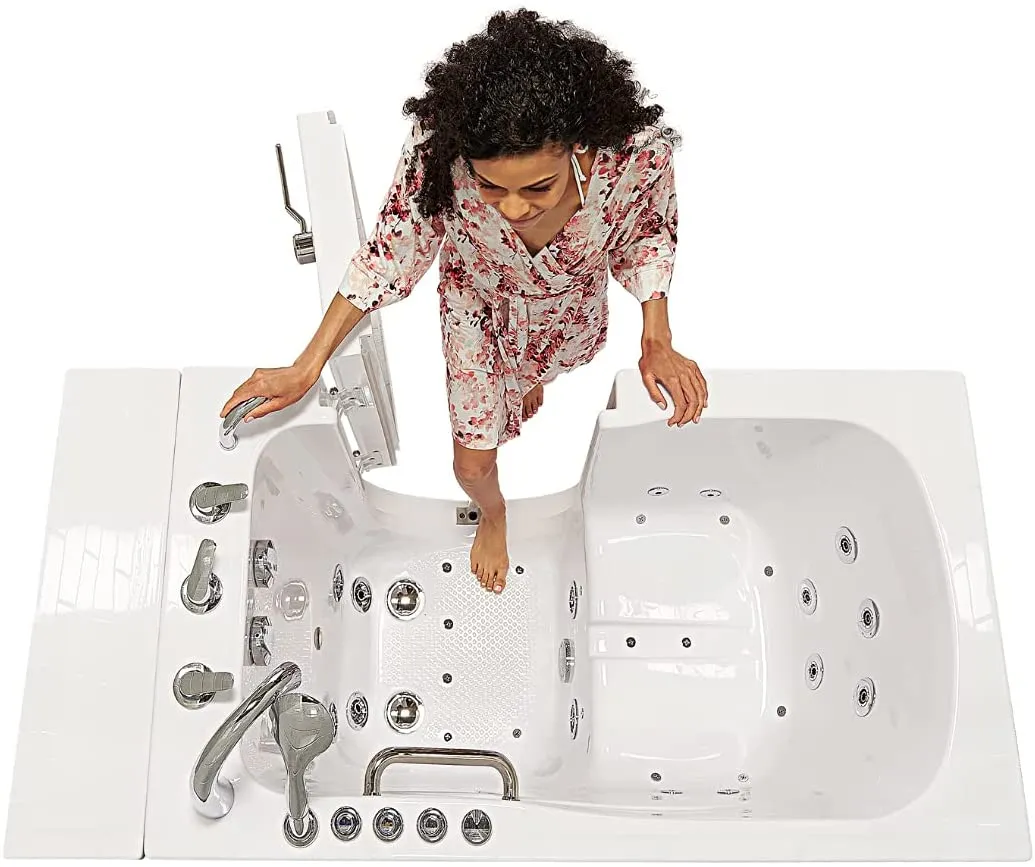 Ella's Bubbles OA3052D-R-D Capri Air and Hydro Massage Acrylic Walk-In Bathtub with Right Outward Swing Door, Digital Control, Thermostatic Faucet, Dual 2" Drains, 30"x52", White