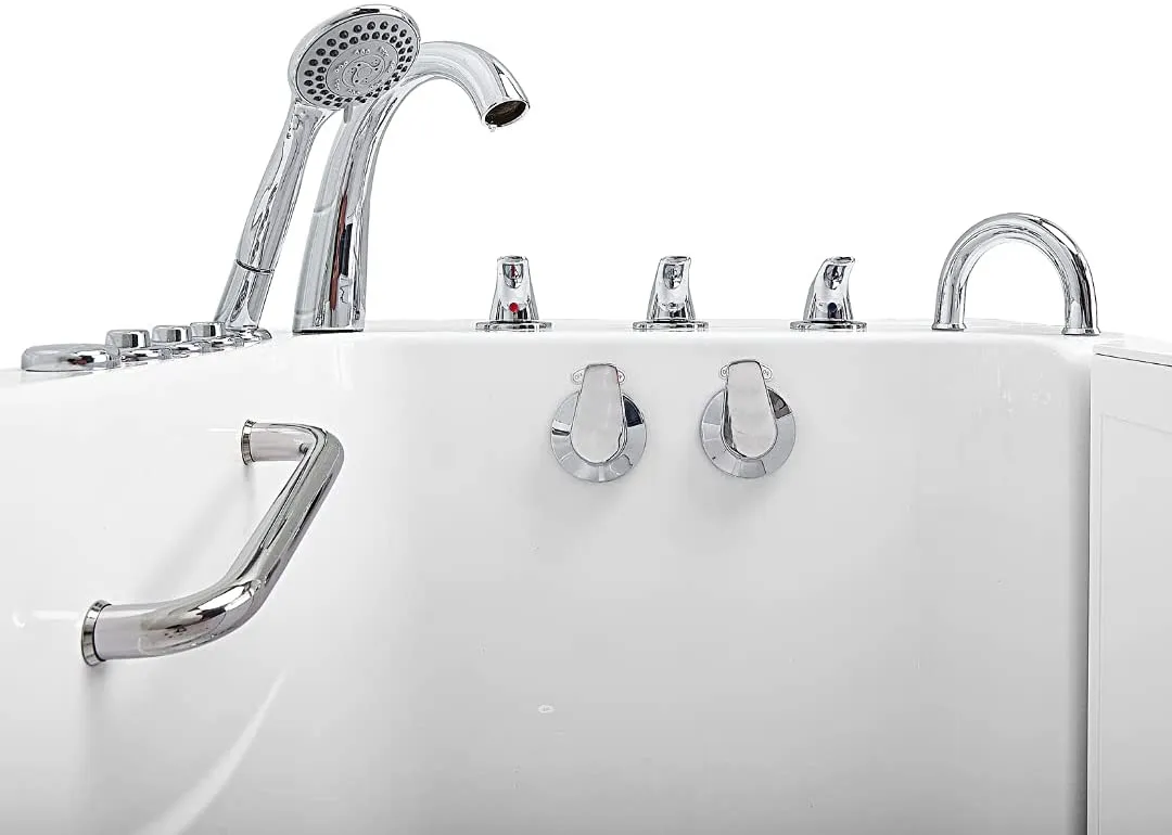 Ella's Bubbles OA3052D-R-D Capri Air and Hydro Massage Acrylic Walk-In Bathtub with Right Outward Swing Door, Digital Control, Thermostatic Faucet, Dual 2" Drains, 30"x52", White