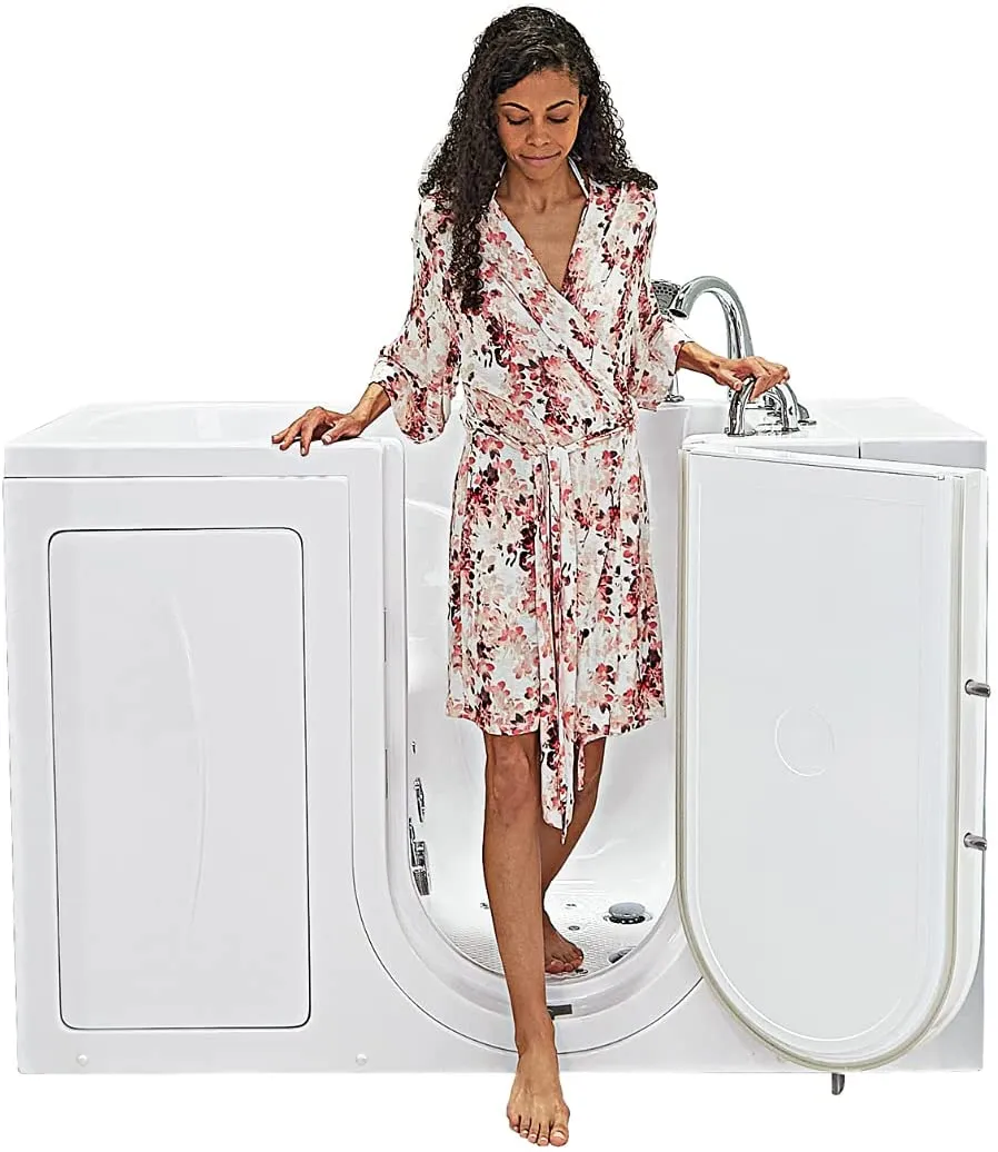 Ella's Bubbles OA3052D-R-D Capri Air and Hydro Massage Acrylic Walk-In Bathtub with Right Outward Swing Door, Digital Control, Thermostatic Faucet, Dual 2" Drains, 30"x52", White