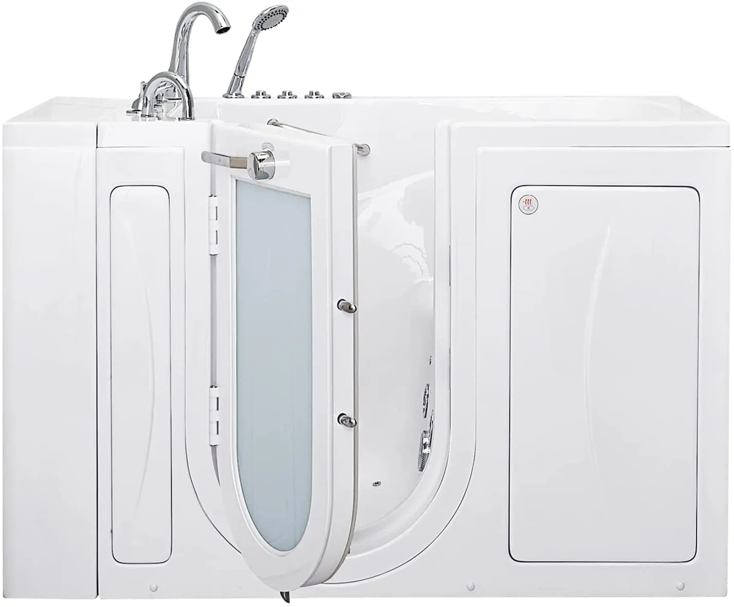Ella's Bubbles OA3052DH-HB-L-D Capri Air and Hydro Massage Acrylic Walk-In Bathtubs, Outward Swing Door, Ella 5pc. Fast-Fill Faucet, Digital Control, Heated Seat, Left 2" Drain, 30"x 52", White