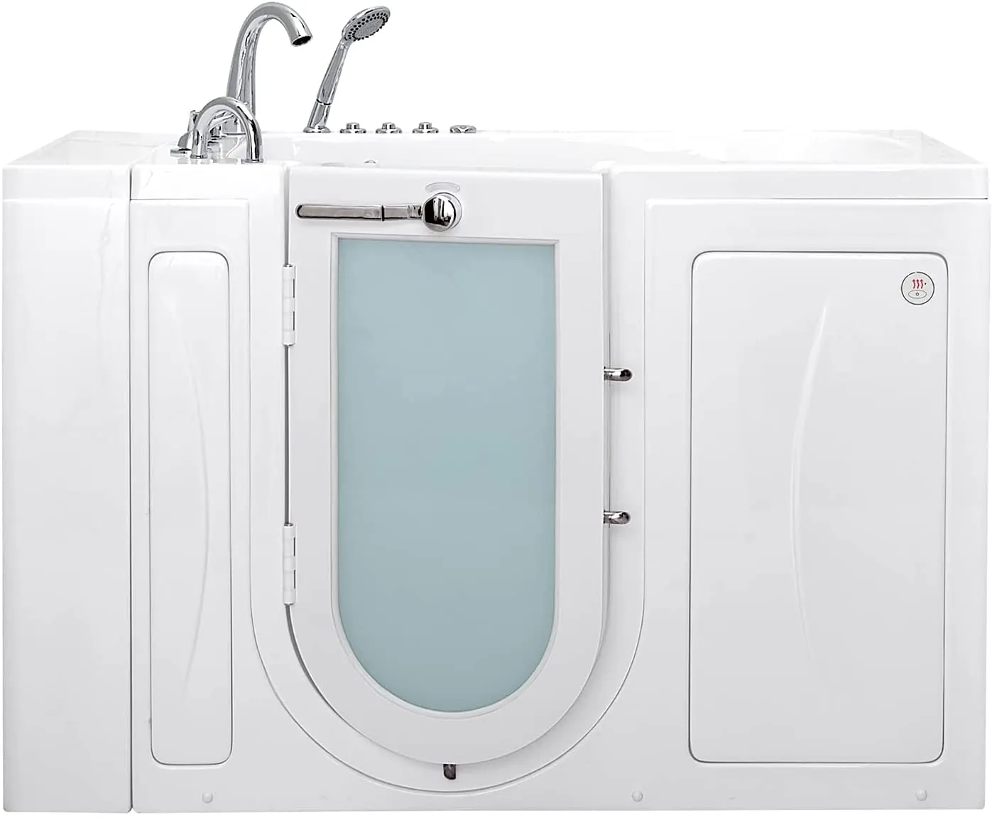 Ella's Bubbles OA3052DH-HB-L-D Capri Air and Hydro Massage Acrylic Walk-In Bathtubs, Outward Swing Door, Ella 5pc. Fast-Fill Faucet, Digital Control, Heated Seat, Left 2" Drain, 30"x 52", White