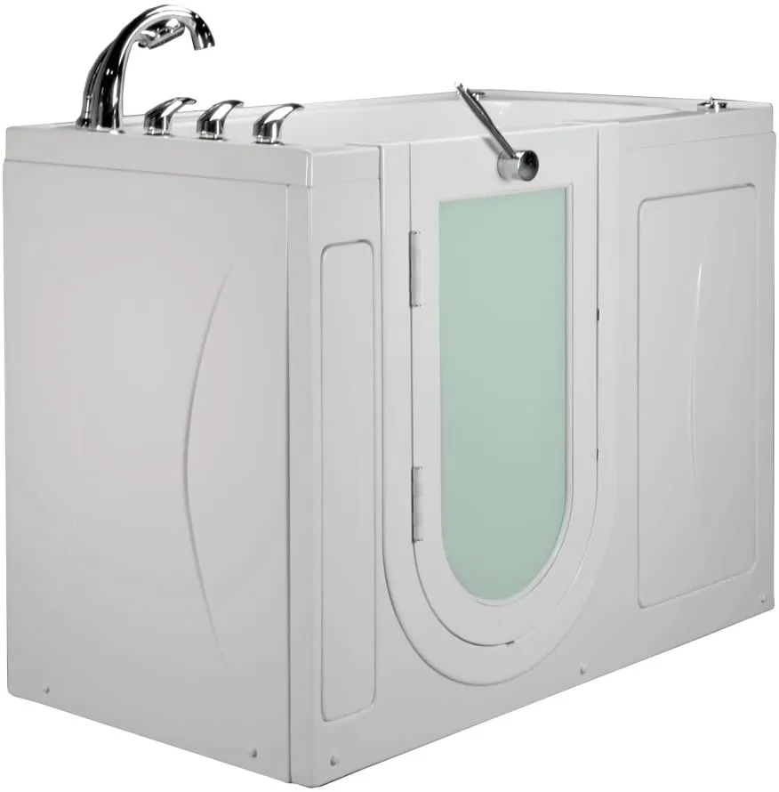 Ella's Bubbles OA3052DH-HB-L-D Capri Air and Hydro Massage Acrylic Walk-In Bathtubs, Outward Swing Door, Ella 5pc. Fast-Fill Faucet, Digital Control, Heated Seat, Left 2" Drain, 30"x 52", White