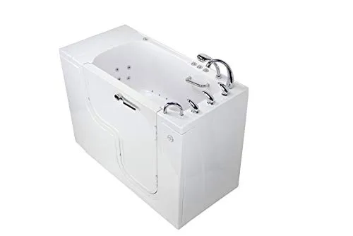 Ella's Bubbles OLA3252D-R-HB-D Transfer32 Air and Hydro Massage, Digital Control Walk-In Bathtub with Right Outward Swing Door, Ella 5pc. Fast-Fill Faucet, Dual 2" Drains, White