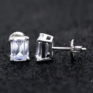 Emerald Cut Classic Solitaire Swarovski High Quality Stud Earrings