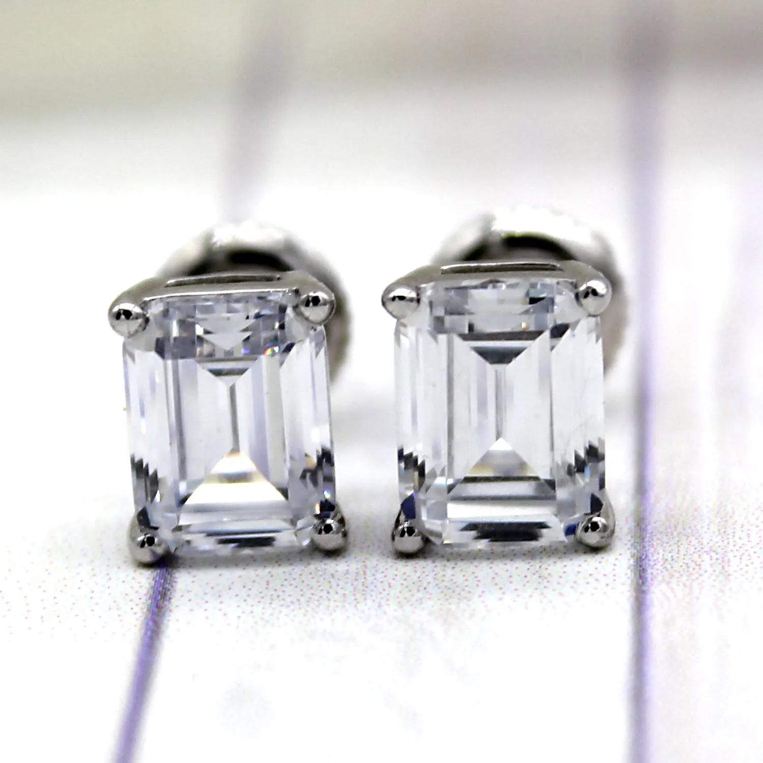 Emerald Cut Classic Solitaire Swarovski High Quality Stud Earrings