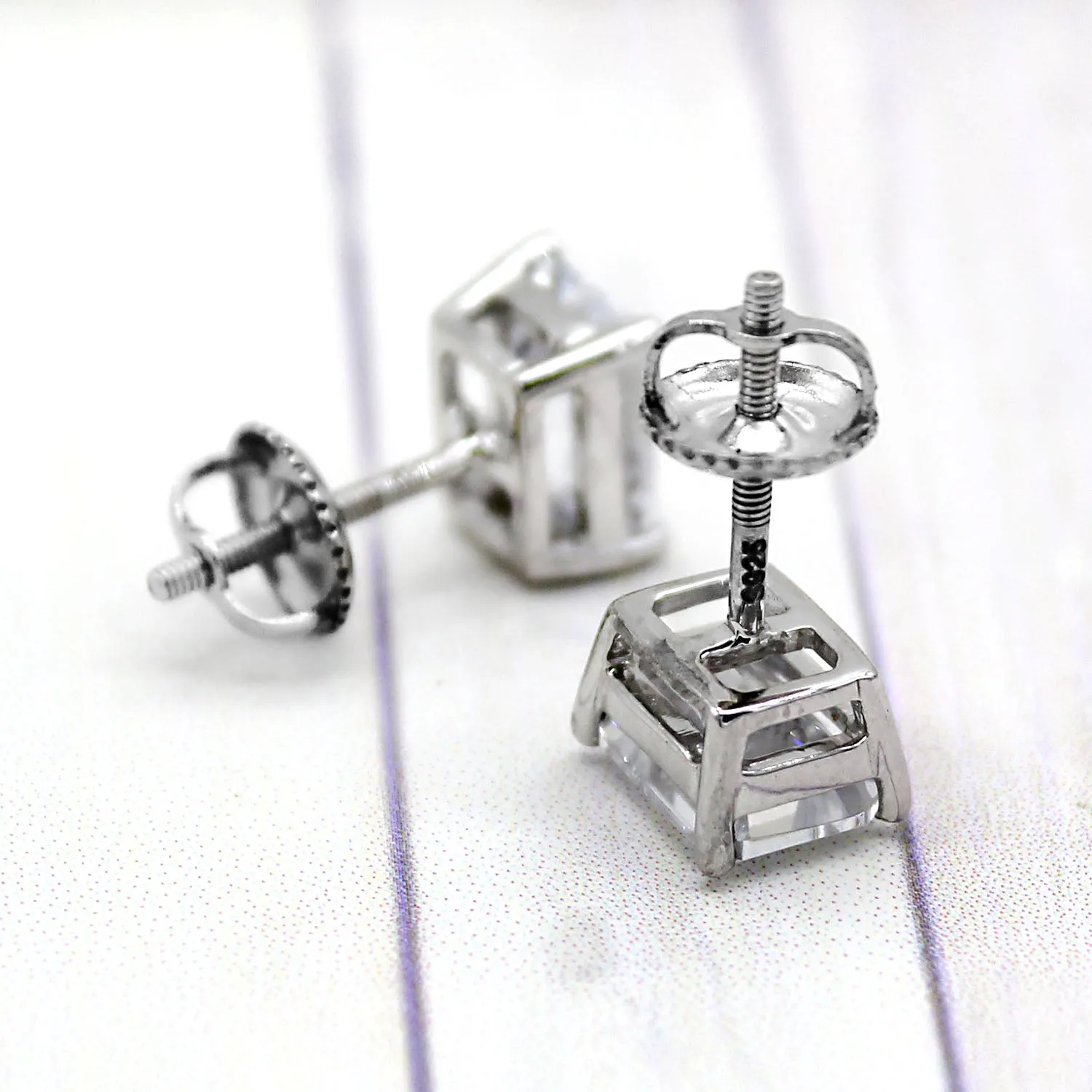 Emerald Cut Classic Solitaire Swarovski High Quality Stud Earrings