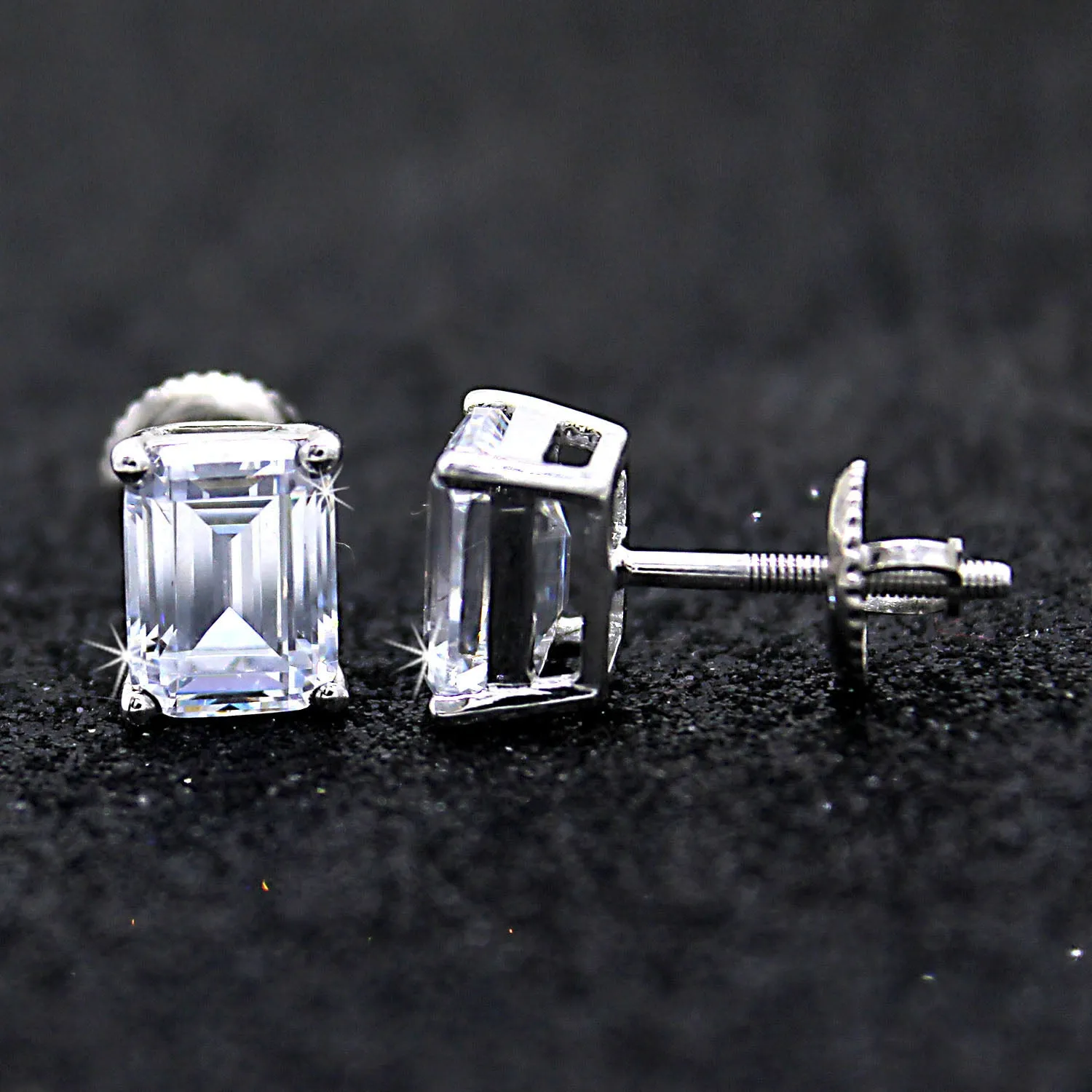 Emerald Cut Classic Solitaire Swarovski High Quality Stud Earrings