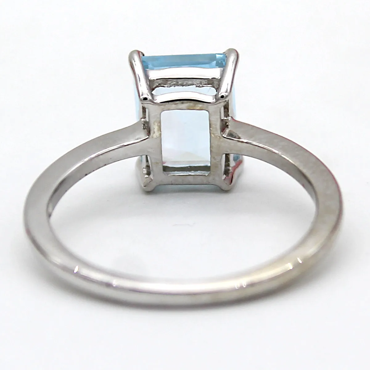 Emerald Cut Natural Sky Blue Topaz Fine Ring