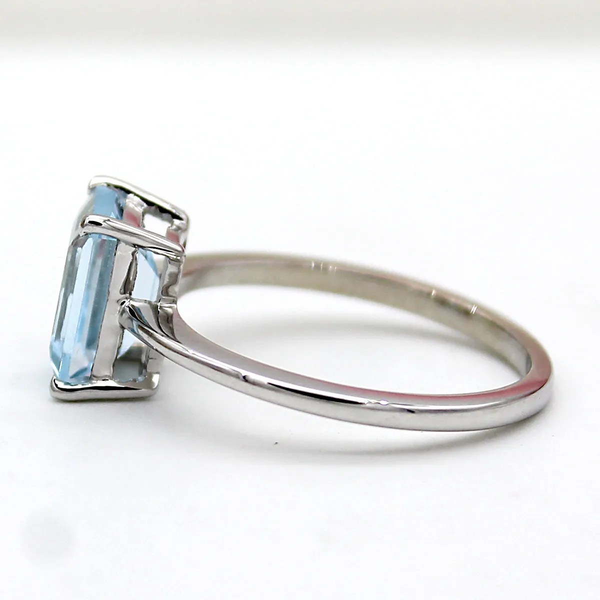 Emerald Cut Natural Sky Blue Topaz Fine Ring