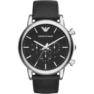 Emporio Armani Men's watch luigi black chronograph leather steel ar1828