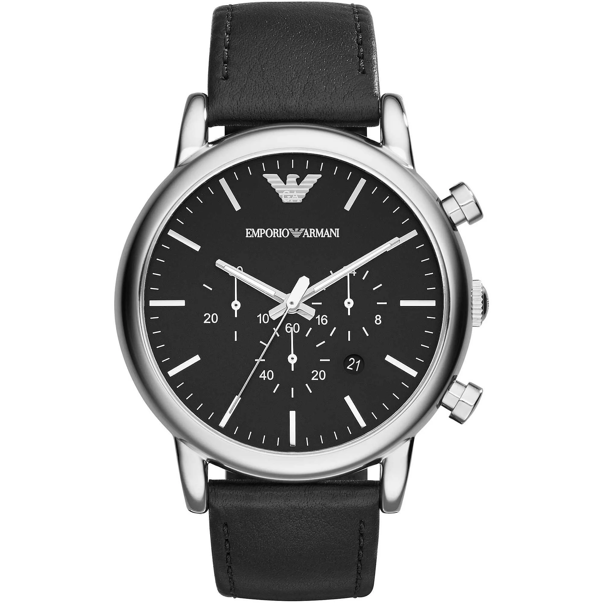Emporio Armani Men's watch luigi black chronograph leather steel ar1828