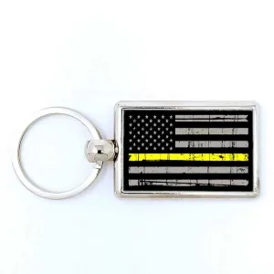 EMS Dispatcher Thin Yellow Line Rectangle Keychain