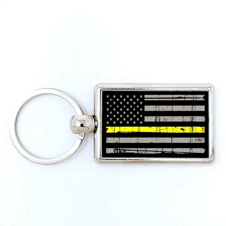 EMS Dispatcher Thin Yellow Line Rectangle Keychain